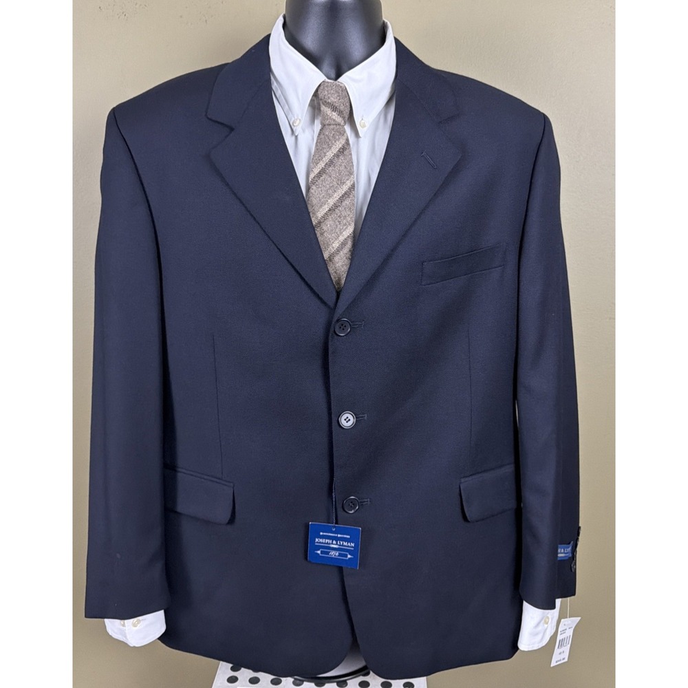 NWT Joseph & Lyman Bloomingdale's Men's 100% Wool Blazer Jacket Navy Blue 42S